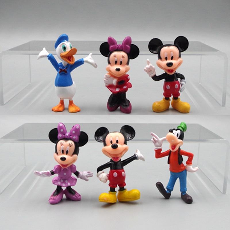 6 Stück Anime Figuren Mickey Maus Minnie Maus Geburtstagsparty Kuchen Actionfigur Figur Dekoration PVC Kinderspielzeug Geschenk