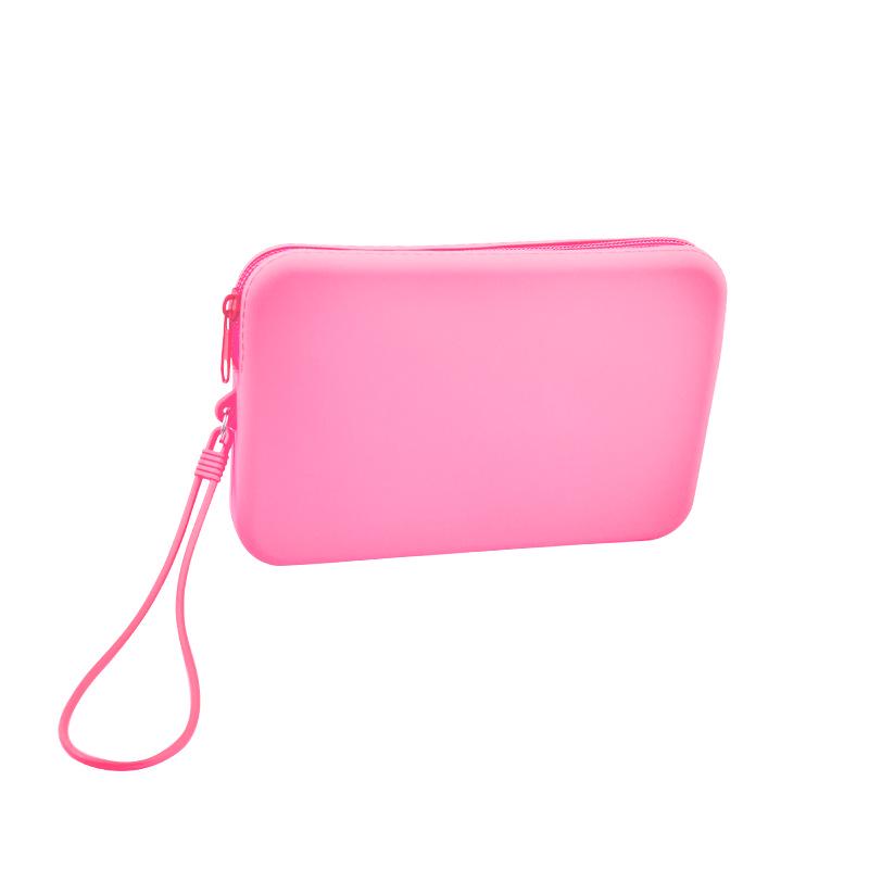 Große Silikon-Kosmetik- & Toilettenartikel-Aufbewahrungstasche - Einfarbige, Modische, Vielseitig verwendbar für die Aufbewahrung von Handy & Münzen 19*12*2.5cm