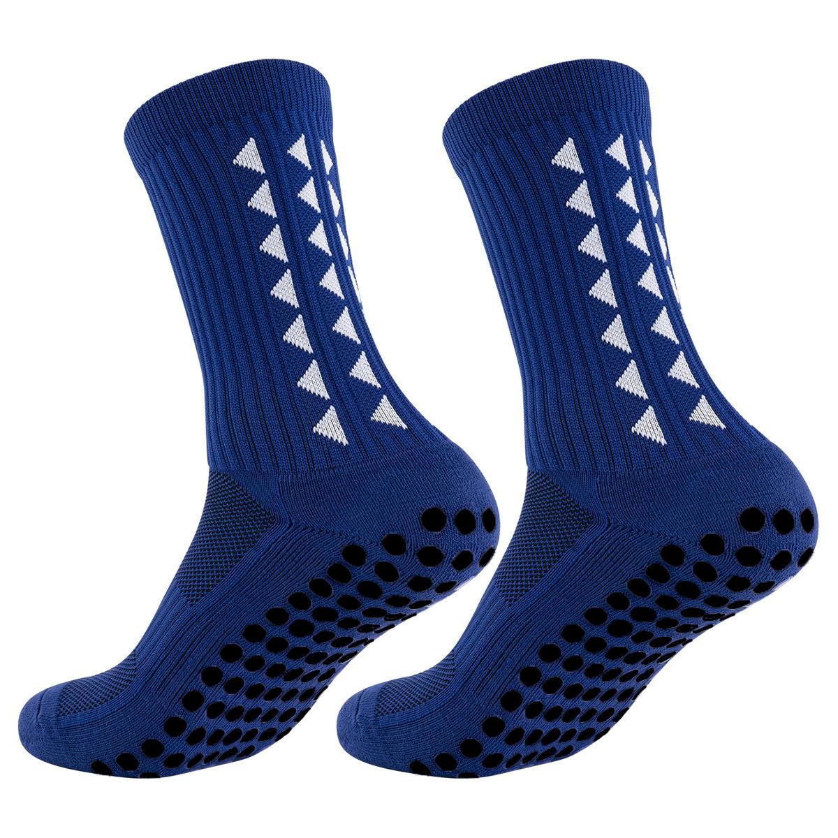 Herren Damen Fußball Grip Socken Frotteesohle Sportsocken Rugby Fußball Radfahren Laufen Übung Sportsocken 1 pair dunkelblaue