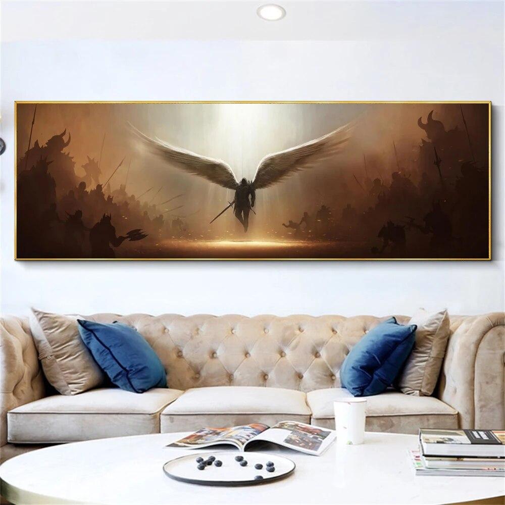 Der Erzengel der Gerechtigkeit Tyrael Wand Leinwand Kunst Malerei Wand Kunst Poster und Druck Wand Kunst Bild für Wohnzimmer Home Decor Kein Rahmen 20*40cm