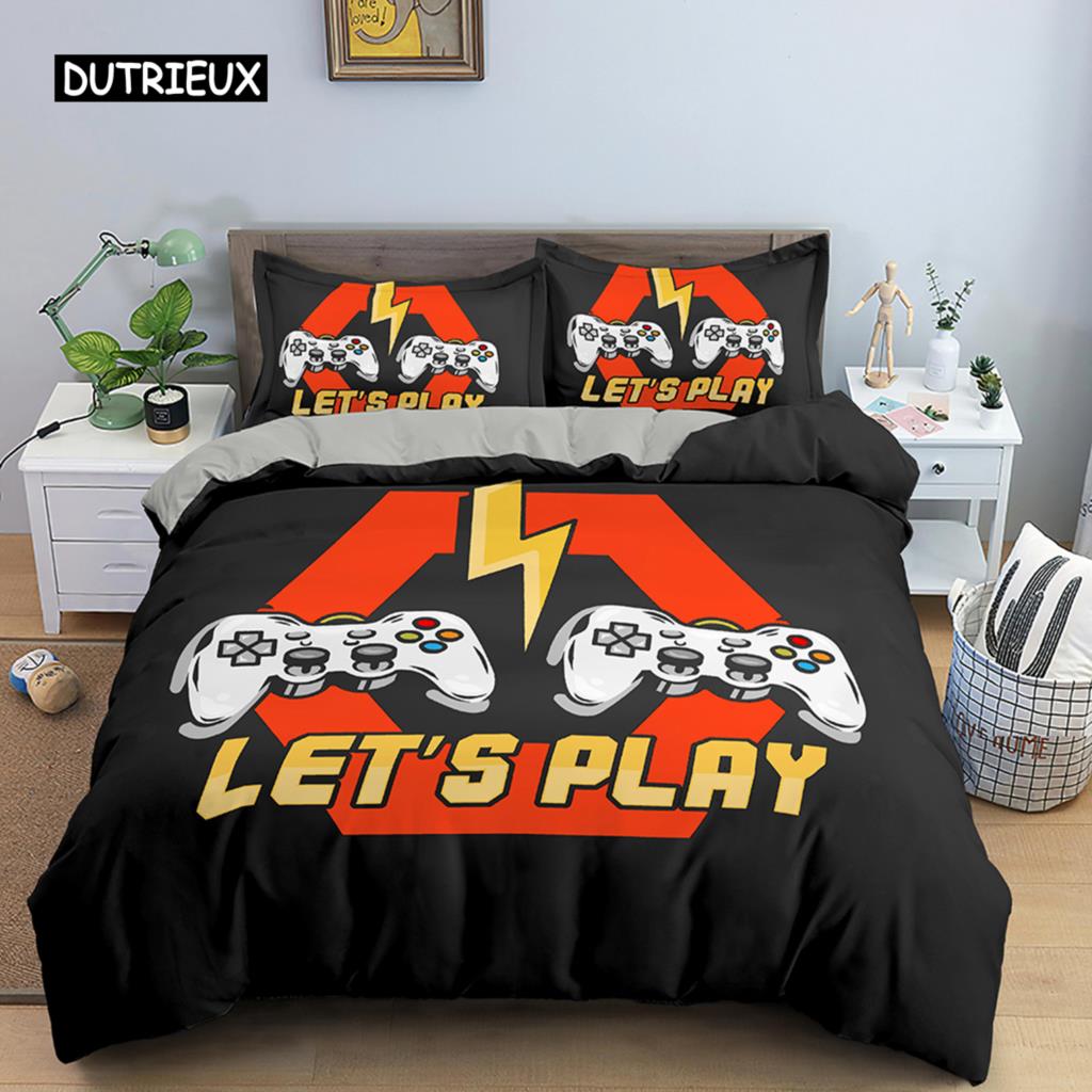 Gamepad Bettbezug Einzelgröße Play Gamer Bettwäsche-Set Kinder Junger Mann Videospiele Polyester Bettdeckenbezug Teenager Spiel Steppdeckenbezug EU single(135x200cm)