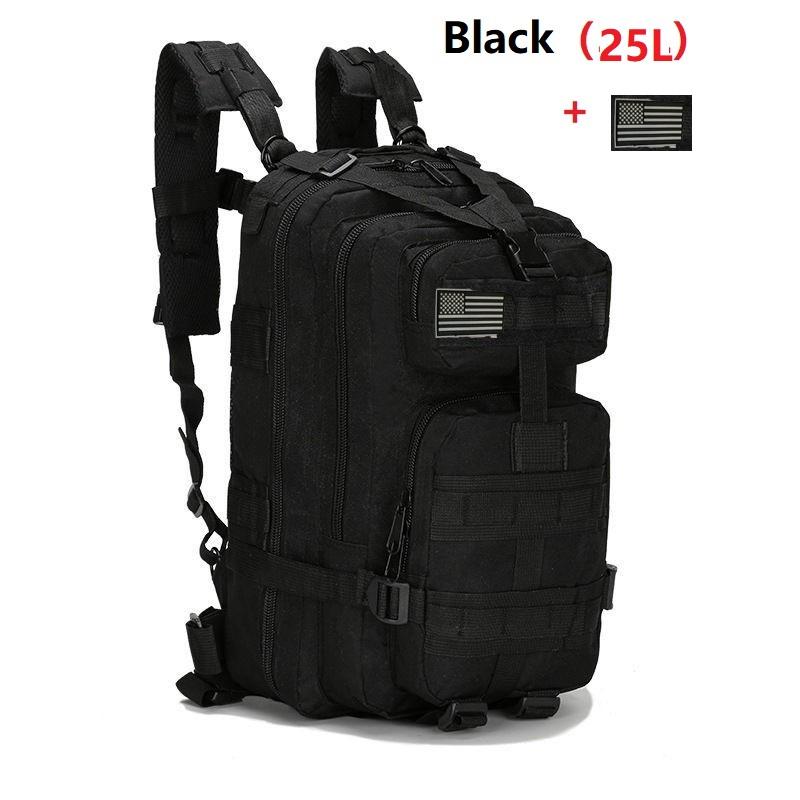 25L/50L Wasserdichter Rucksack Outdoor Rucksäcke Taktische Sport Camping Wandern Trekking Angeln Jagd Tasche 25L schwarz