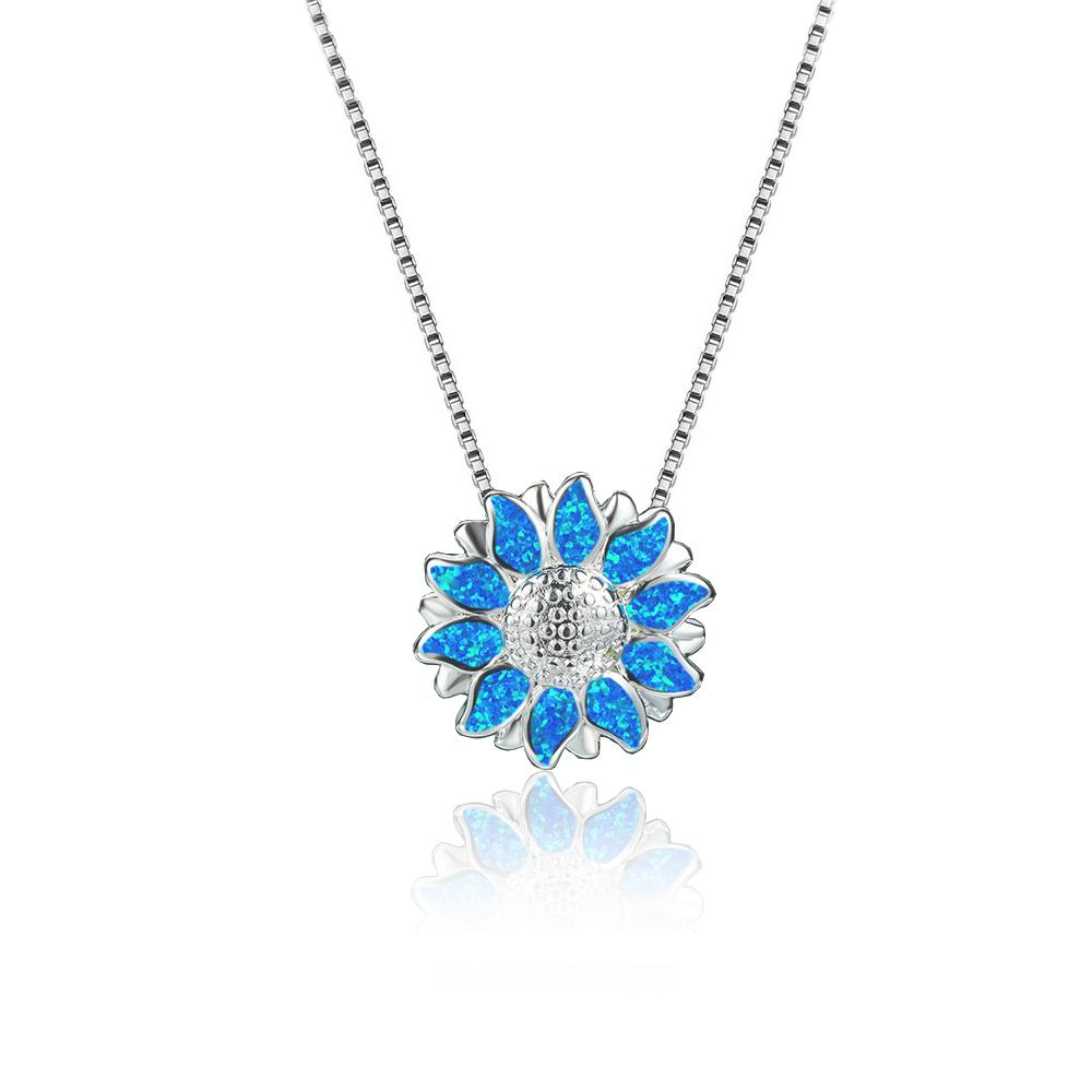Boho Niedliche Seetier Seestern Anhänger Halskette Für Frauen Einlage Imitation Blauer Opal Halskette Hochzeitsparty Schmuck Geschenke 50cm blue