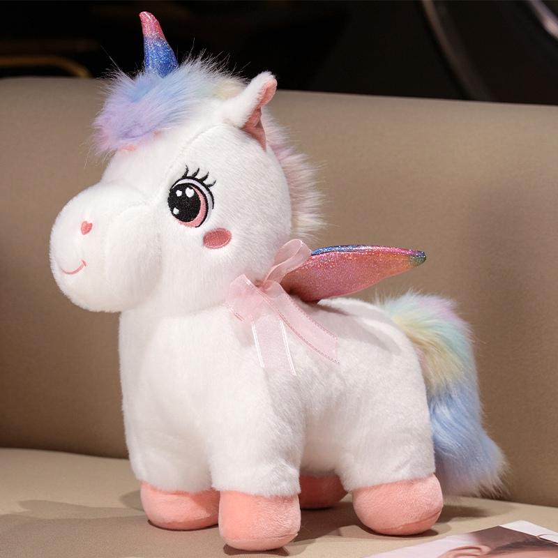 Neue Cartoon-Regenbogen-Einhorn-Plüschpuppe Niedliches buntes Haar Einhorn Stofftier Heimdekoration Geschenk für Kinder 40cm
