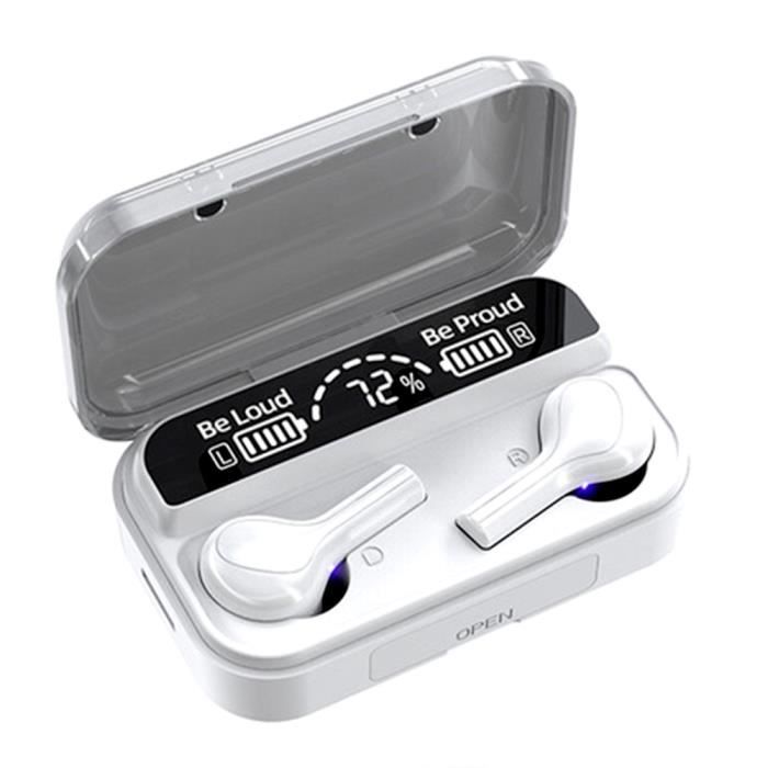 Lautsprecher F9-278 TWS Stereo-Lautsprecher BT 5.0 mit integriertem Mikrofon, taktile Steuerung, numerisches Display mit weißer LED weiß