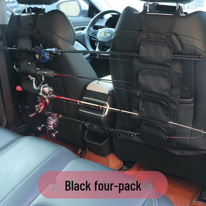 Universeller, am Auto montierter Angelrutenhalter für die hintere Reihe, tragbare Aufbewahrungshalterung für Ausrüstungszubehör. 4-row one-pack schwarz