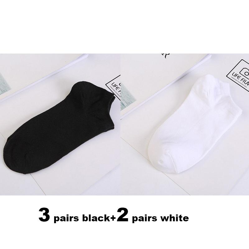 5 Paar Damen-Knöchel-Socken, weiße und schwarze Socken, atmungsaktive Sport-Socken, einfarbige Bootssocken, bequeme Polyester-Socken One Size