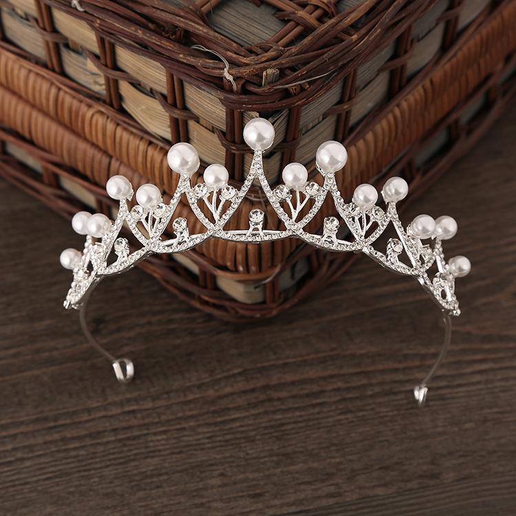 Neue Kinderkrone Legierung Perlenkrone Braut Hochzeitskleid Hochsteckfrisur Stirnband Abendessen Leistung