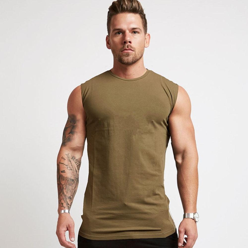 Baumwolle Bodybuilding Tank Tops Männer Sommer Casual Ärmelloses Shirt Männliche Fitness-Studio Fitness Singlet Stringer Kleidung XXXL armee grüne