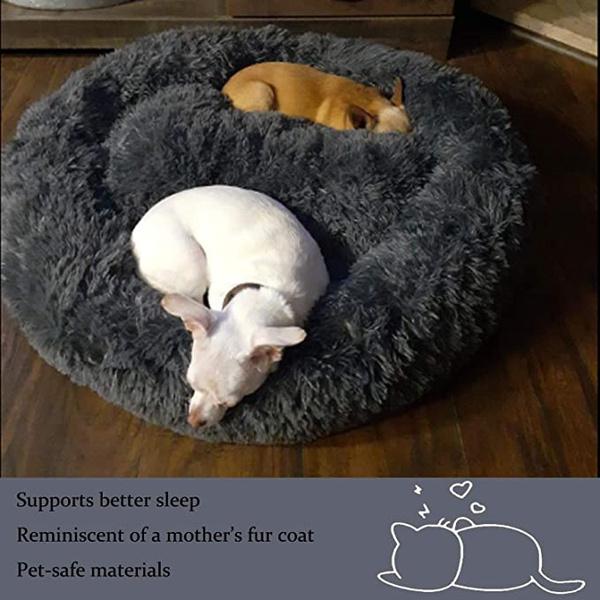 Luxuriöses, flauschiges, extra großes Hundebett, Sofa, waschbares, rundes Hundekissen, Haustierbett für große, extra große Hunde XL dunkelgrau