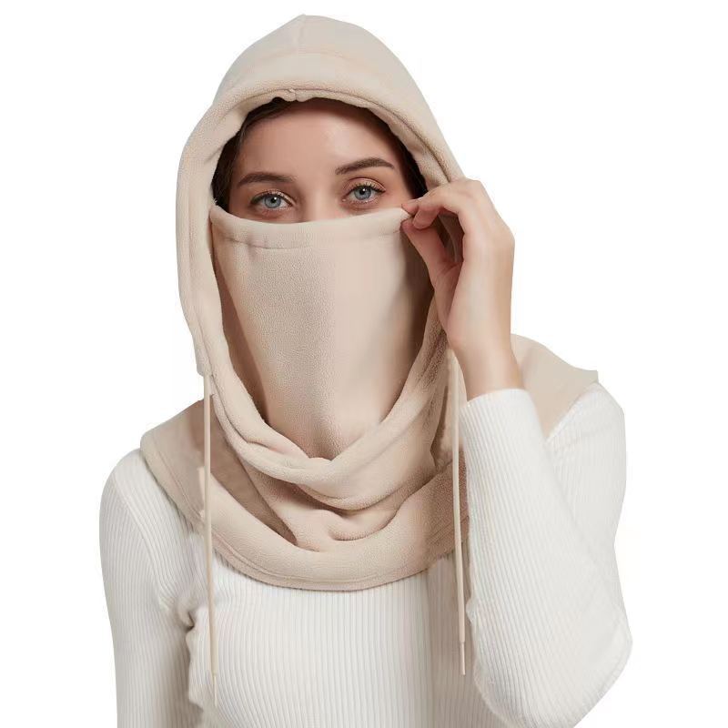 Wintermütze Damen Herren Outdoor Mütze Ohrenschutz Warm Dicker Plüsch Wollmütze Damen Weich Einteiliger Hut Schal Damenmode Verhindert kalten Wind 1PCS beige