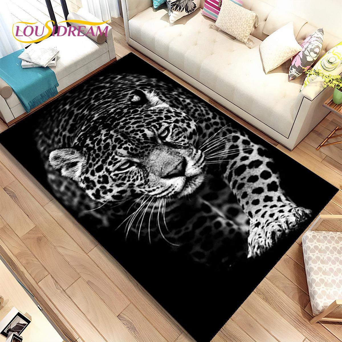 Teppich mit Tier-Leoparden-Gepard-Cartoon-Tier-Motiv, Teppich für Zuhause, Wohnzimmer, Schlafzimmer, Sofa, Fußmatte, Küchendekoration, rutschfeste Bodenmatte 230x160cm(90x62in)