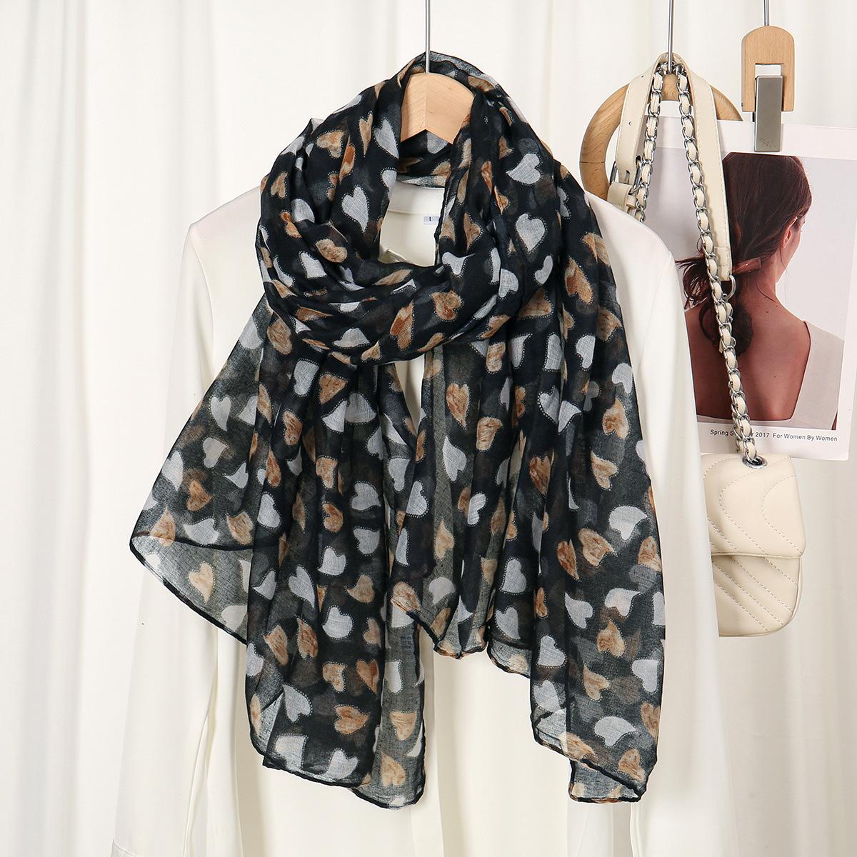 Frühlingsmode Neuer Stil Bali-Garn Kontrastierender Liebe Langer Schal Elegant Dünner Vielseitiger Schal Sonnenschutz Schal für Damen 180*88cm
