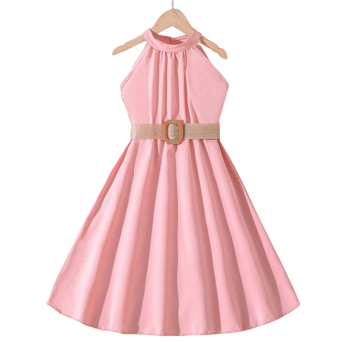 Mädchen Kleid Hängenden Hals Taille Kleider Teenager Casual Fashion Kleid für 8 9 10 11 12 Jahre alte Kinder Kleidung 11-12Y rosa