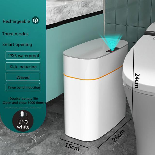 Intelligenter Mülleimer für Haushalt, Schlafzimmer, Netz, roter Mülleimer mit Deckel, für Badezimmer, Deodorant, Schlafzimmer, Wohnzimmer, rissiger Mülleimer 9 L