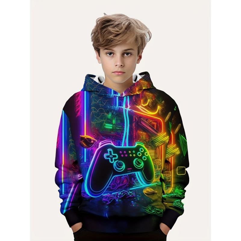 Kinderkleidung Jungen Hoodies Langarm 3D Gamepad Print Kinder Frühling Herbst Kleidung Casual Outdoor Stilvolle Junge Mädchen Kleidung Tops 130