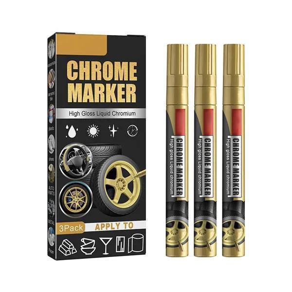 3Pcs Liquid Mirror Chrome Marker Pen Set DIY Car Paint Pens Car Tire Graffiti Pen LM gold