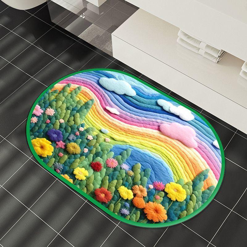 Rutschfeste Badezimmer-Bodenmatte für die Tür, Ölgemälde, weiche, saugfähige Kieselalgen-Schlammmatte, kleine, frische, schnell trocknende Fußmatte für das Badezimmer, Türmatte 50*80