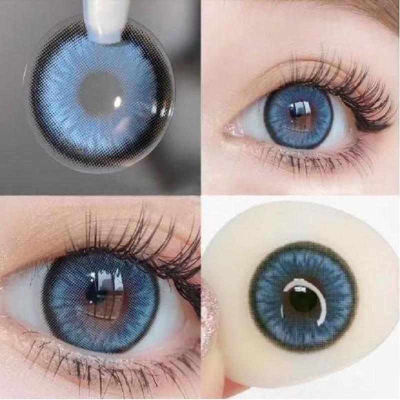 MILL CREEK Farbige Kontaktlinsen, schöne Pupillen-Kosmetiklinsen für Augen, künstliche Pupille, Grad-Kontaktlinsen, verschreibungspflichtige Myopie 0 blau