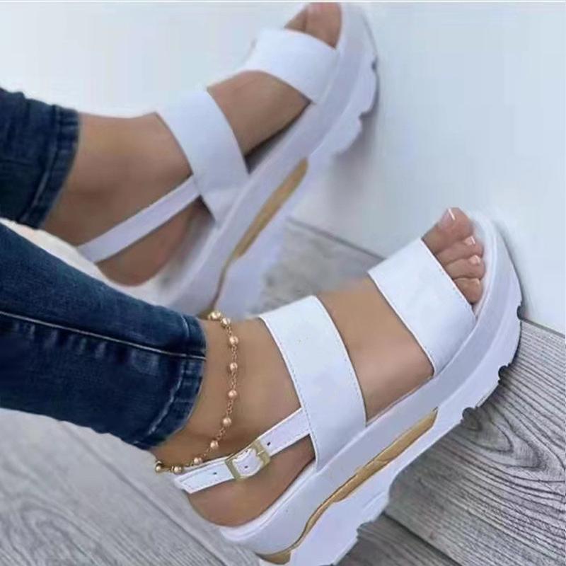 Frauen Sandalen Frauen Heels Sandalen Mit Plattform Schuhe Sommer Alias ​​Casual Keile Schuhe Für Frauen Elegant 40 weiß