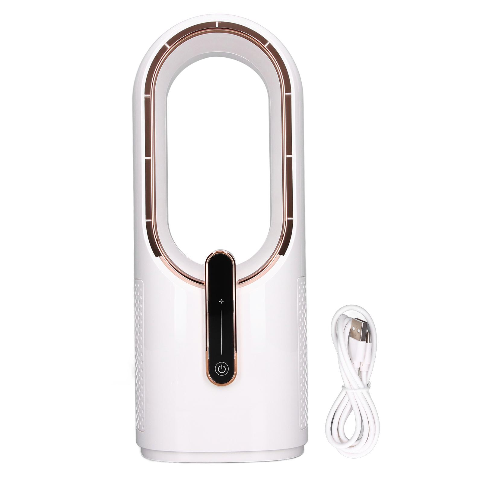 Mini-Ventilator ohne Flügel mit 3 Kühlgeschwindigkeiten, Touch-Control-Ventilator, tragbarer USB-Ladeventilator für das Schlafzimmer