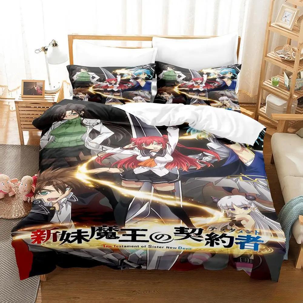 Anime Testament of Sister New Devil Bettwäsche-Set, Bettbezug, Bettset, Steppdecke, Kissenbezug, King-Size-Bett, Queen-Size-Bett, Twin-Size-Bett, Jungen, Mädchen, Erwachsene EU Twin 135x200cm