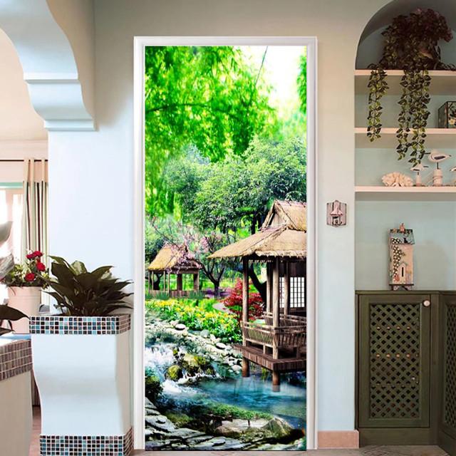 Selbstklebende Türtapete PVC Home Design Dekoration Strand Straße Aufkleber Porte Landschaft Poster Wandbild Wandtattoos 4