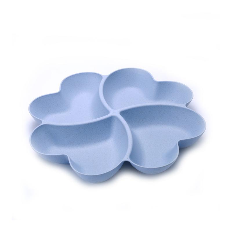 Herzförmige Obstplatte, kreative Teller, Aufbewahrungsbox, getrocknete Früchte, Snack-Teller, geteilter Süßigkeiten-Dessertteller-Behälter 23cm blau