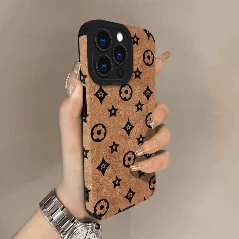 Vintage Muster Lammleder Handyhülle Für iPhone 17 Pro Max Air 16 16e 15 14 13 12 11 Pro Max Plus X XS MAX XR Rückseite iPhone 14 Pro
