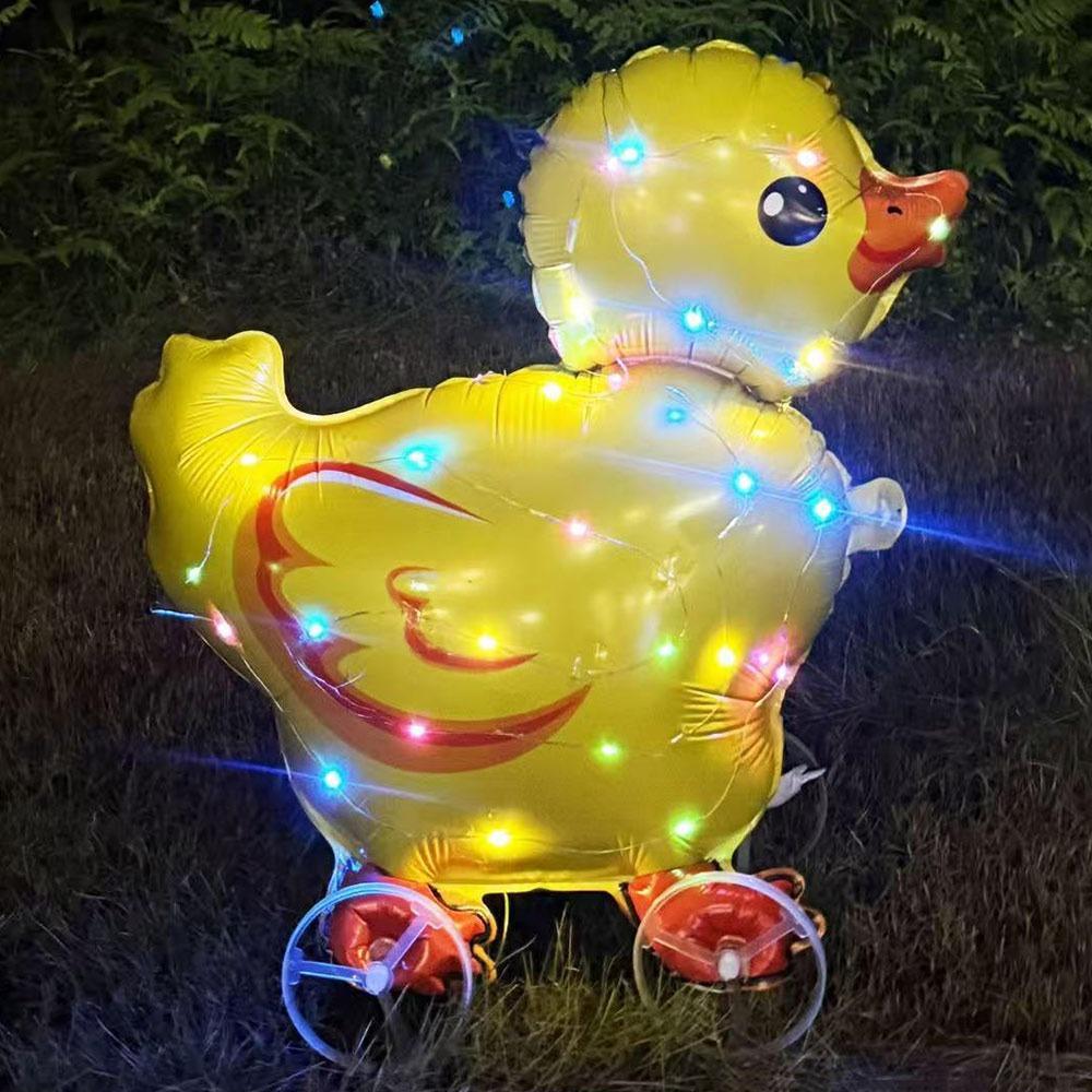 Mit Rädern Cartoon Tier Ballon Mit Licht 3D Ballon Tier Stofftier Kindergeschenk Yellow Duck
