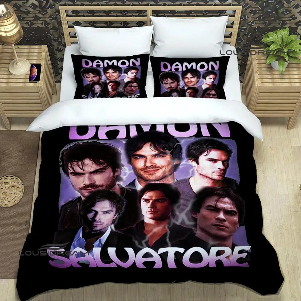 The Vampire Diaries Damon Salvatore Bettwäsche-Sets exquisites Bettwaren-Set Bettbezug Bettdecke Bettwäsche Geburtstagsgeschenk EU King(240*220cm)3pcs