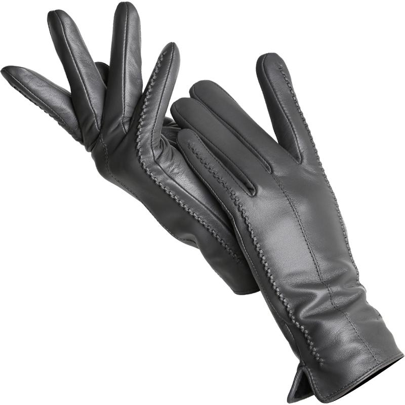 Mode frauen handschuhe Farbe Schaffell Winter Warme Dünne Touchscreen handschuhe Hohe Qualität 8.5 dunkelgrau