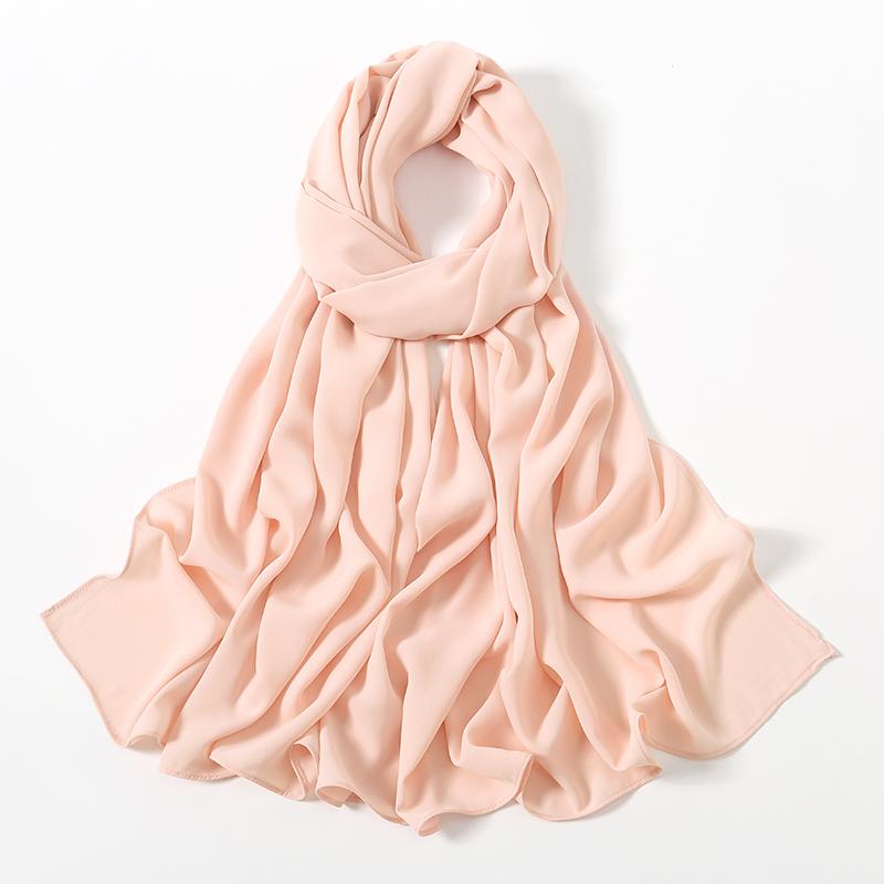 180g schwerer Chiffon Hijab Abayas Premium Chiffon Schal Tuch Muslimische Kleider Damen Hijab Stoff Islam Turban einfarbige Wickeltücher white