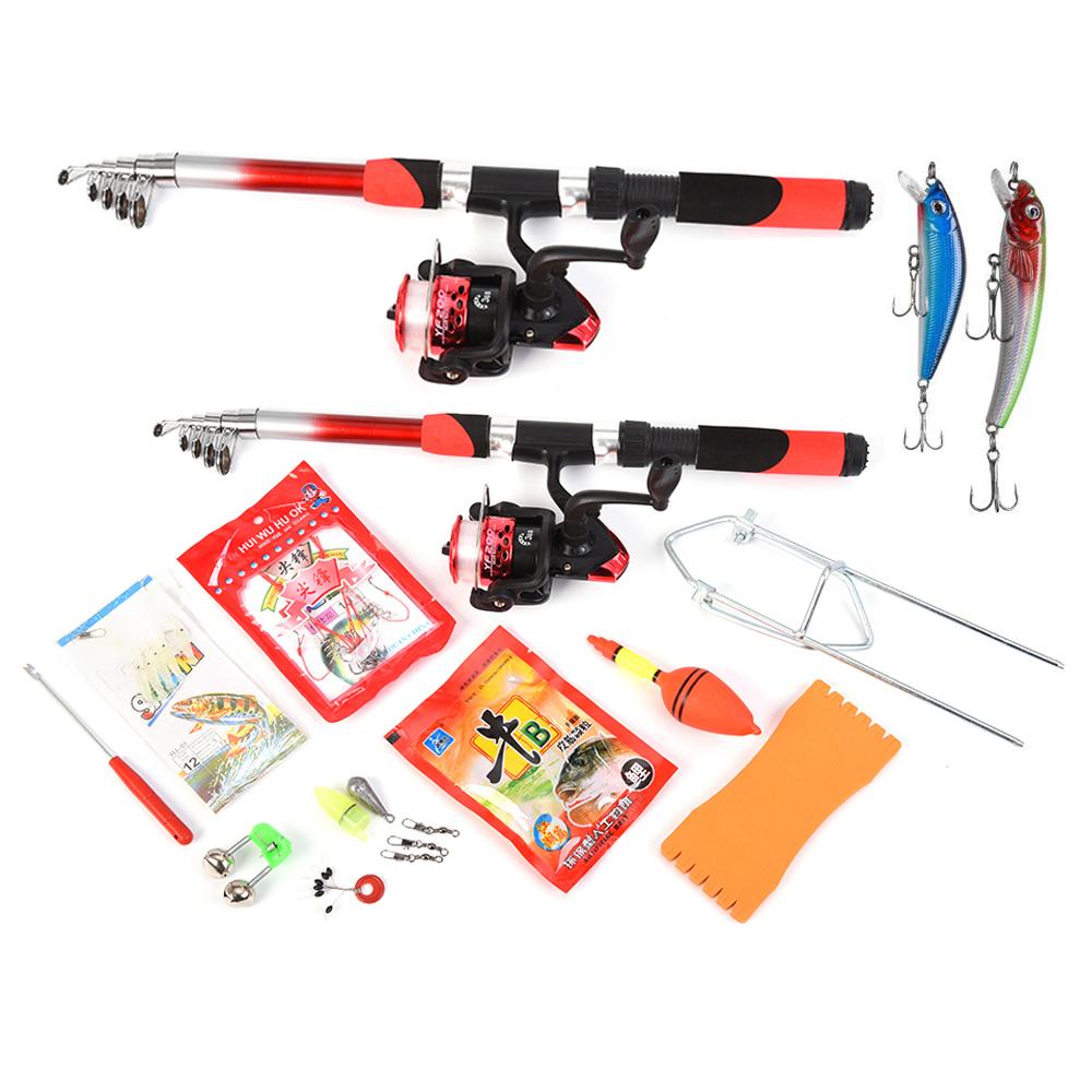 Lixada Angelrute Rolle Combo Komplettset mit 2 Stück Teleskop-Angelruten 2 Stück Spinnrollen schwarz