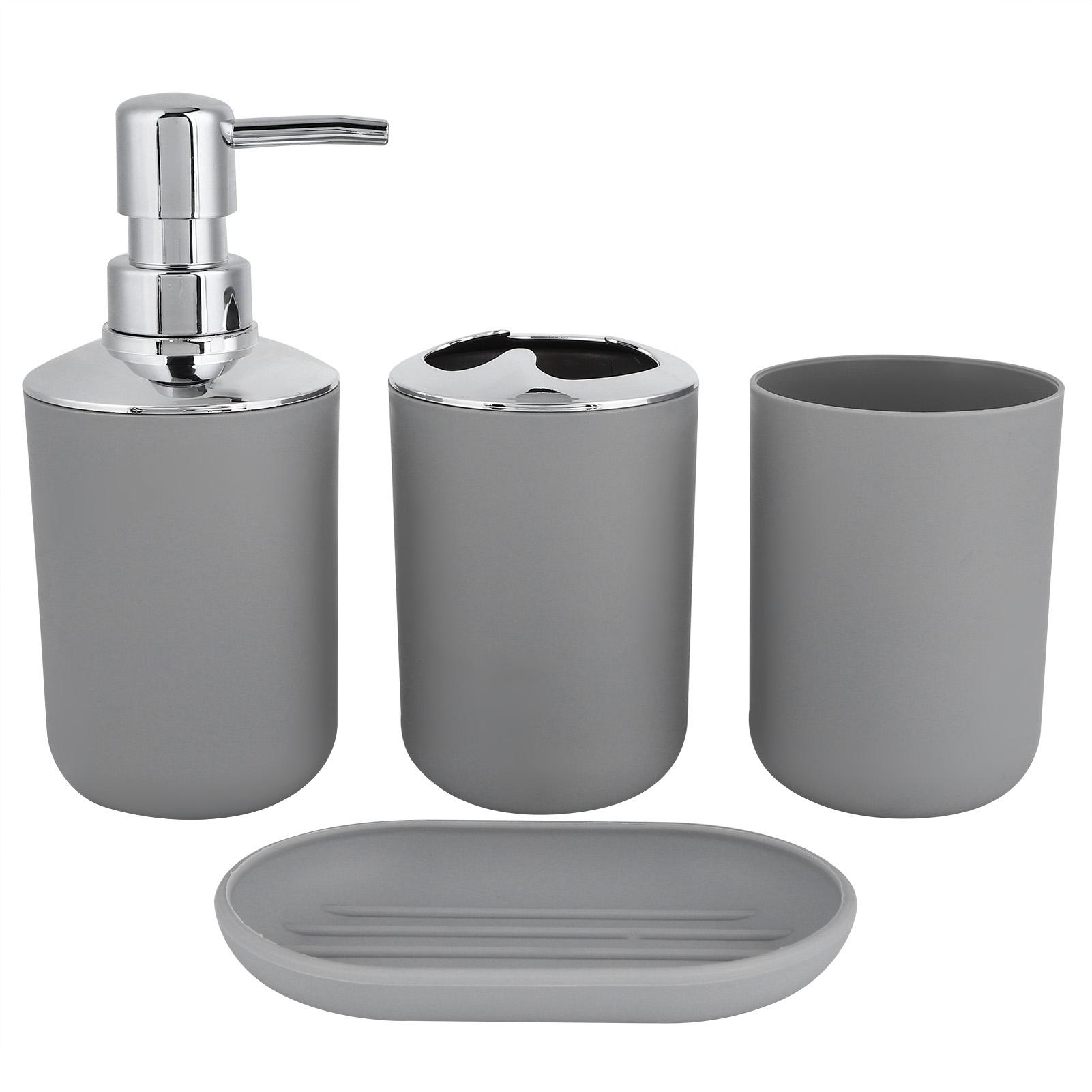 4 Teile/satz Badezimmer Kit Zubehör Kunststoff Lotion Flasche Lagerung Tasse Spülen Tasse Seife DishGray graue
