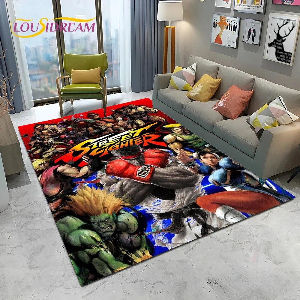SF Retro Game Street Fighter Gamer Teppich Teppich für Zuhause Wohnzimmer Schlafzimmer Sofa Fußmatte Dekor, Kinderbereich Teppich rutschfeste Bodenmatte 60x90cm