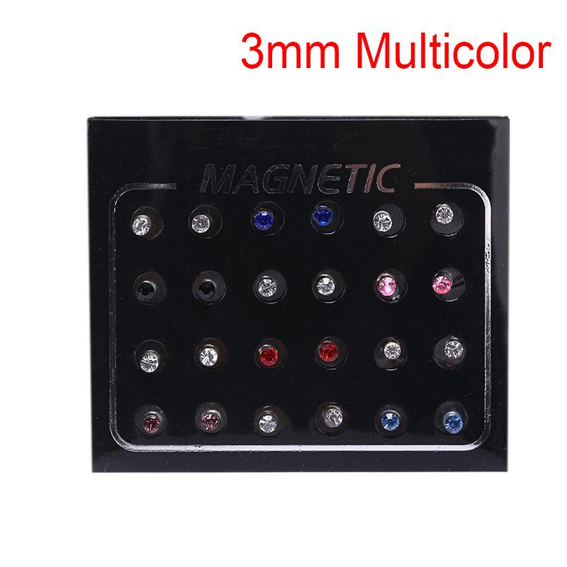24 Teile/satz Magnetische Nicht-Piercing Clip Runde Strass Ohrstecker Schmuck 3mm bunt