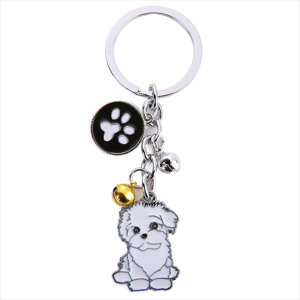 Emaille Golden Retriever Tier Glocke Malteser Hund Anhänger Haustier Schlüsselanhänger Hund Schlüsselanhänger Haustier Schlüsselanhänger Bichon Frise1