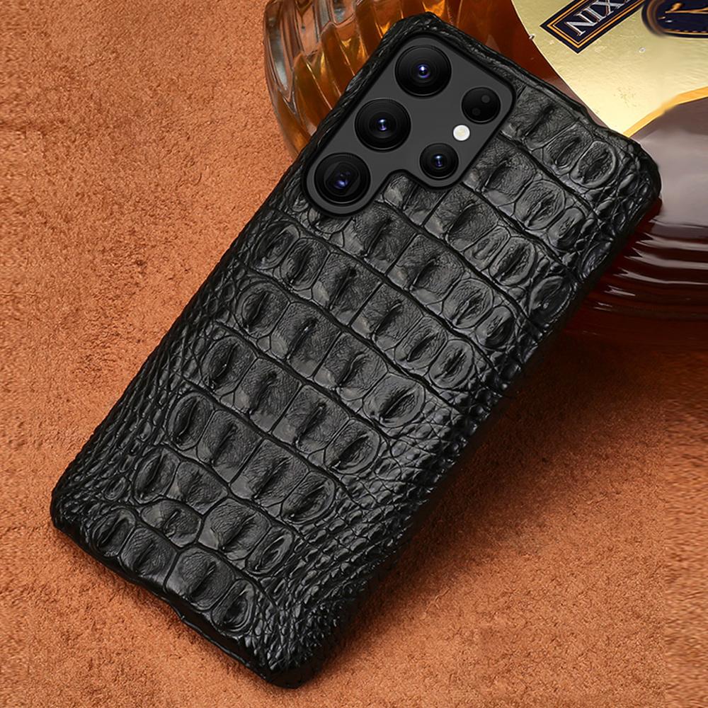 Handyhülle aus 100% echtem Krokodilleder für Samsung Galaxy S25 S22 S21 S24 Ultra S23 Plus S25Ultra A55 5G Luxus-Rückseite For Galaxy S26