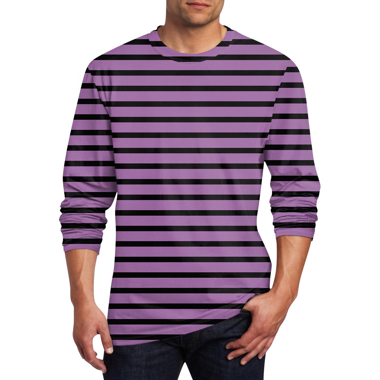 Herren T-Shirt O-Ausschnitt Kleidung Bekleidung Outdoor Langarm Print Mode Designer Vintage M violett