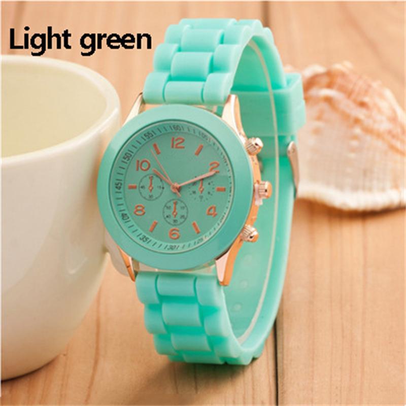 Männer Frauen Quarz Analog Uhr Casual Silikon Sport Chronograph Uhr Student Armbanduhren hellgrüne