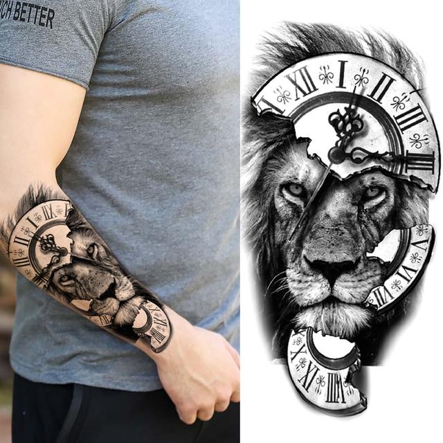 Schwarzwald Tattoo Aufkleber für Männer Frauen Kinder Tiger Wolf Tod Schädel temporäre Tattoo gefälschte Henna Skelett König Tier Tatoo