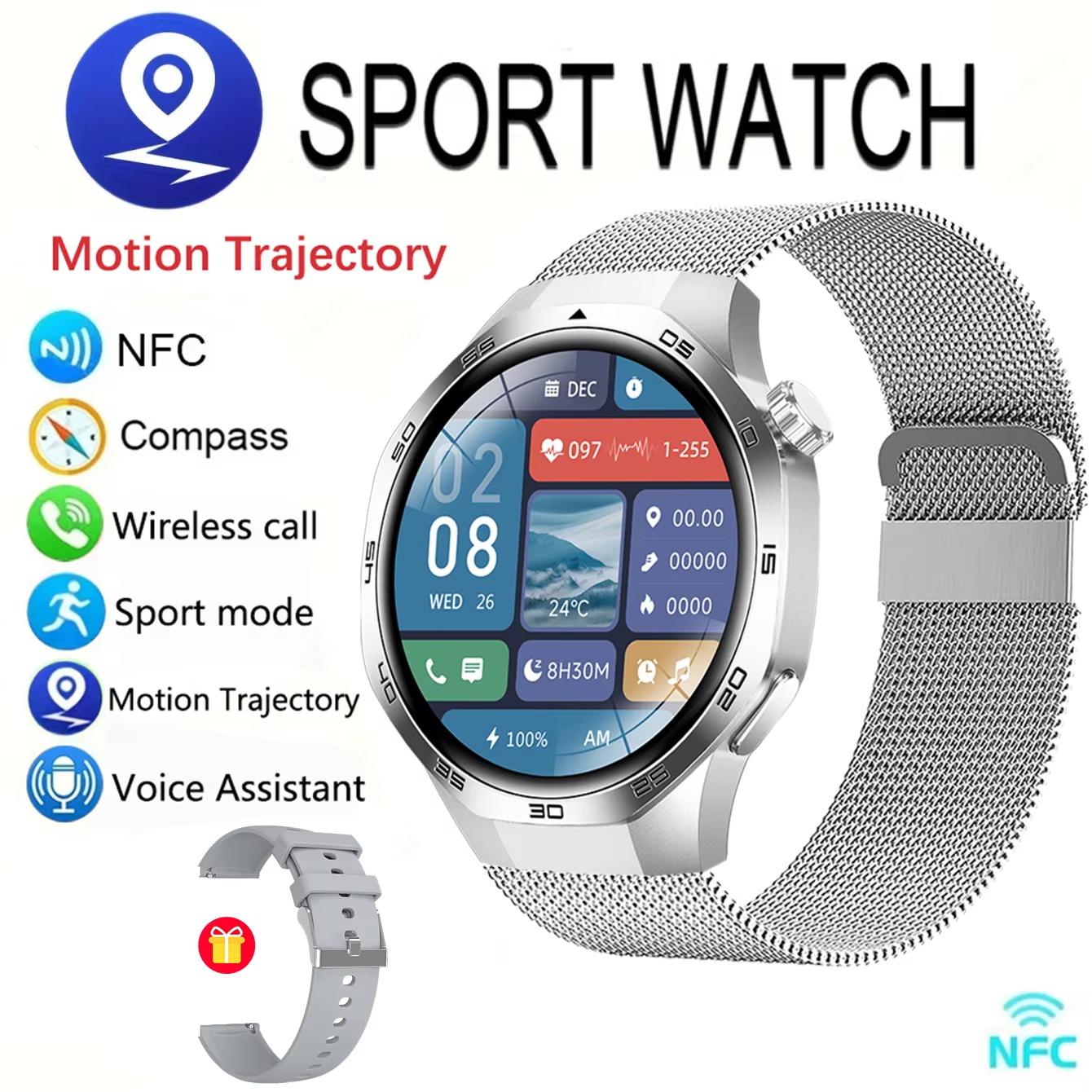 Neue Uhr GT 5 Pro Sport Smart Uhren Männer GPS Track Kompass Höhenmesser Wasserdicht Bluetooth Anruf NFC Smart Armband Silicone + mesh steel