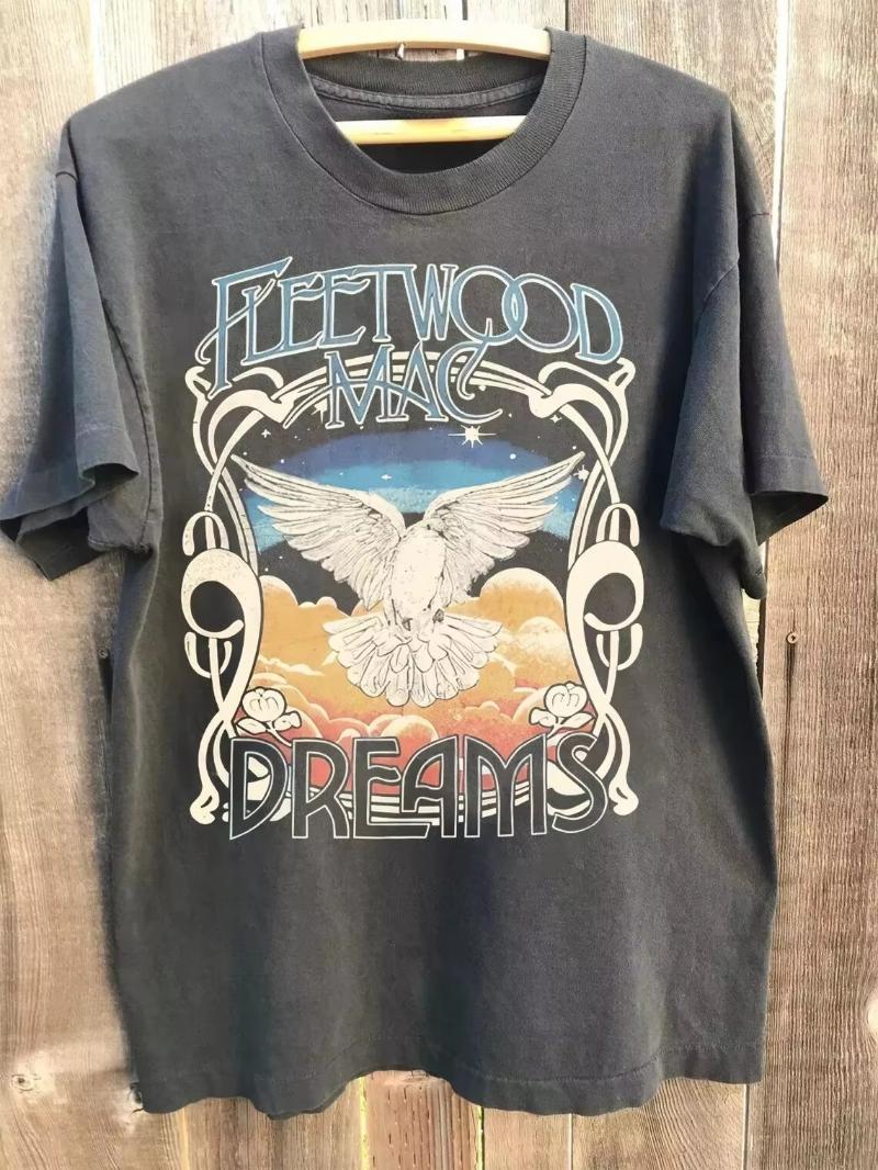 Vintage Fleetwood Mac T-Shirt Musik Rockband Fleetwood Mac Shirt Bedrucktes T-Shirt Sommer Casual Y2K Oberteil Harajuku T-Shirt Gothic L