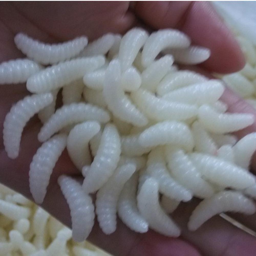20/50/100 Stück Weicher Wurm Imitation Made Maden Angelköder Wurmköder 2cm/0.79 Zoll Künstlicher Bionischer Weicher Wurm Köder, Outdoor Angelausrüstung 50PCS weiß