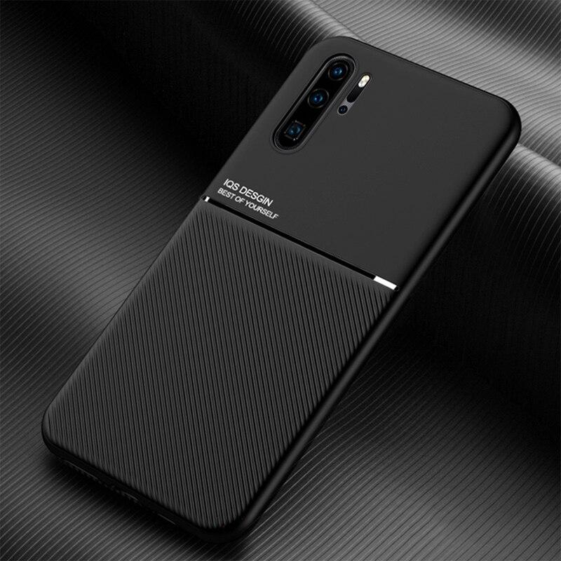 Magnetische Lederhülle für Huawei P30 Pro Lite P20 P40 Honor 20 10 8X 10X Lite P30Pro P30Lite P20Lite. Eingebaute Metallplattenabdeckungen For Huawei P30 schwarz