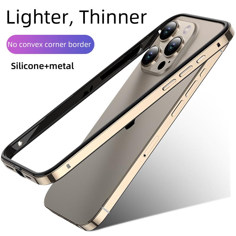 Natürliches titangraues Metall-Aluminium-Silikon-Stoßfängergehäuse für das iPhone 15 Pro Max 14 Plus 13 12 15Pro 14Pro 12Pro 13Pro 15Plus 14Plus Telefonzubehör For iPhone 14 pro gold