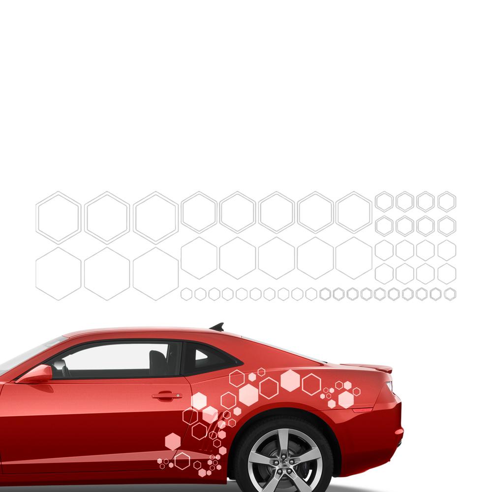 Hexagon Car Sticker Door Side Adhesive Decals Hexagon Geometric Pattern Sticker Stylish Car Side Body Sticker Fashionable weiß