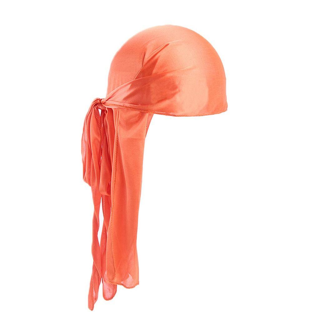 Verstellbarer Seiden-Durag Elastischer Turban Hijab Mode Piratenhut Herren Damen orange