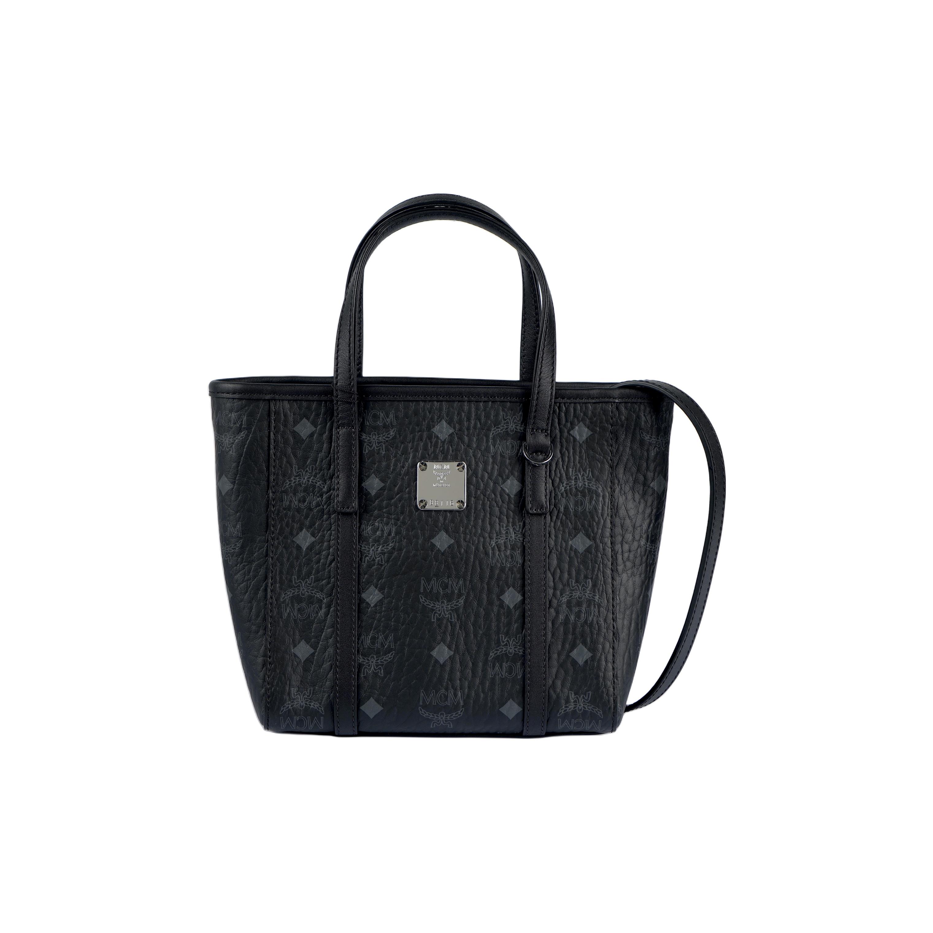 MCM Toni Klassische Monogramm-Print Beschichtetes Canvas und Napa-Leder Tragetasche Damen Tragetaschen Schwarz MWPAATN04BK001 Basic Set (Bag+Dust Bag)